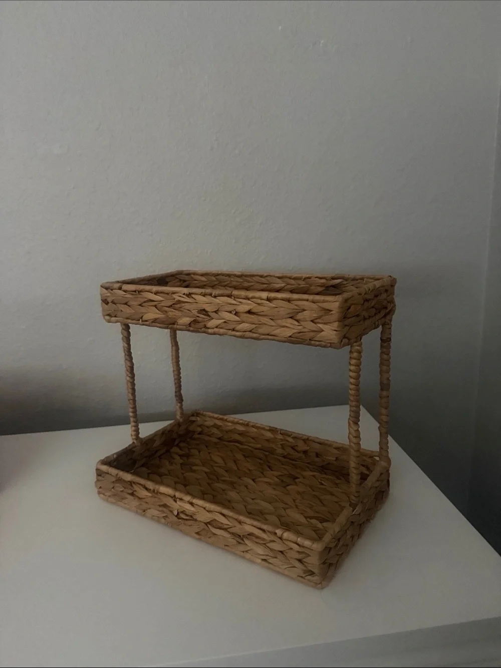 Woven Two-Tier Rattan Bathroom Organizer - Natural